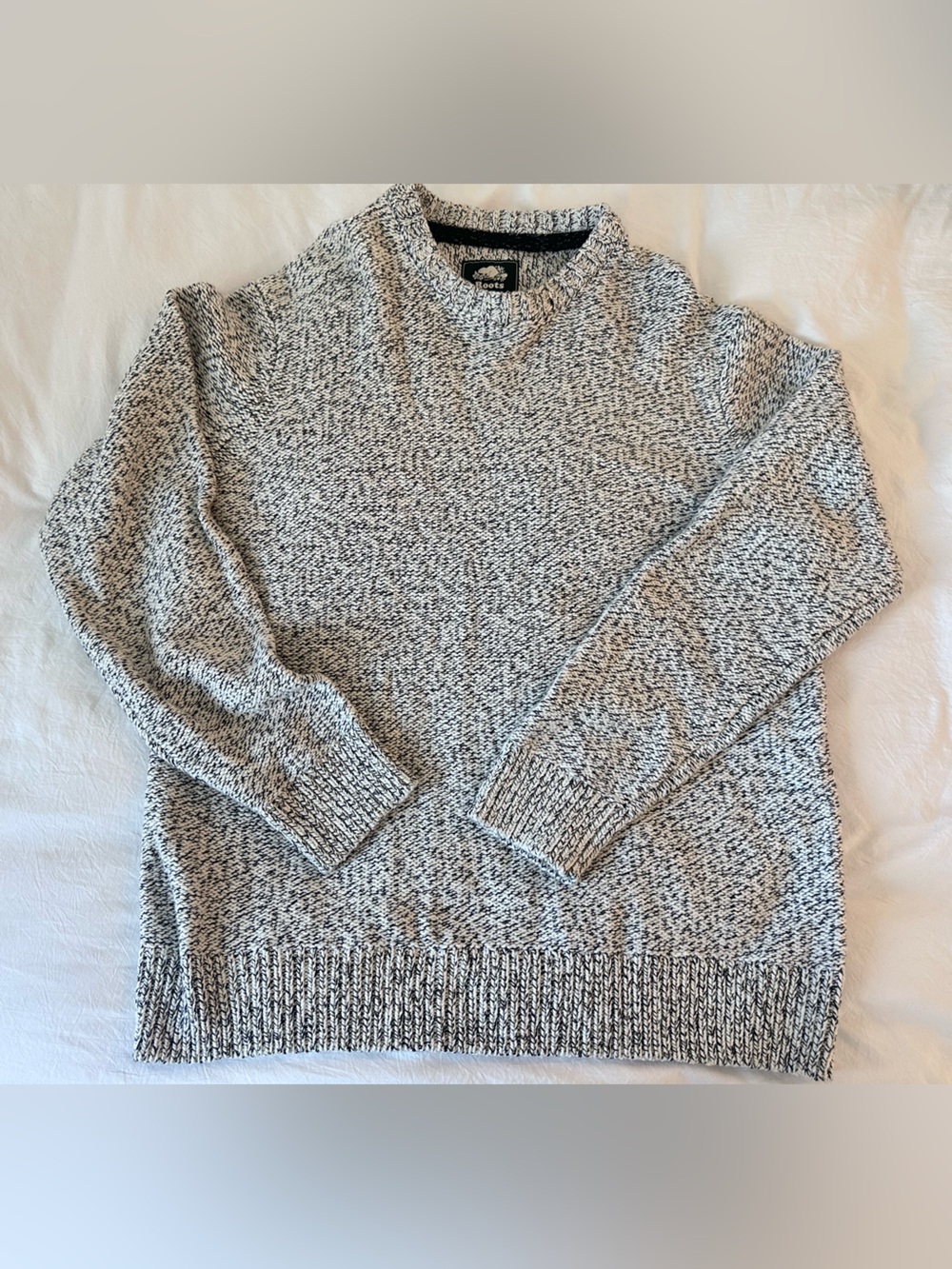 Men’s Roots Black & White Knit Crewneck Sweater